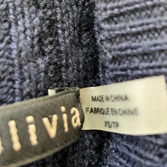 Alice + Olivia Blue Mini Cable Knit Wool Sweater Dress - Picture 7 of 8